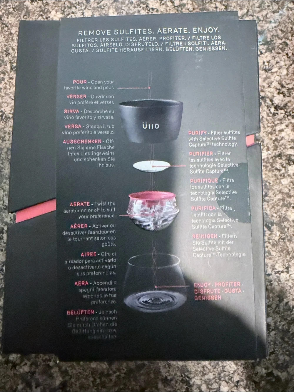 Üllo Wine Purifier - Black Box with Pink Accents
